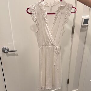 White Ruffled Sleeveless Dress